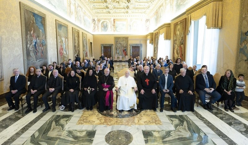 Pope Francis personally welcomed the delegation from the Sulkhan-Saba Orbeliani University in the Vatican